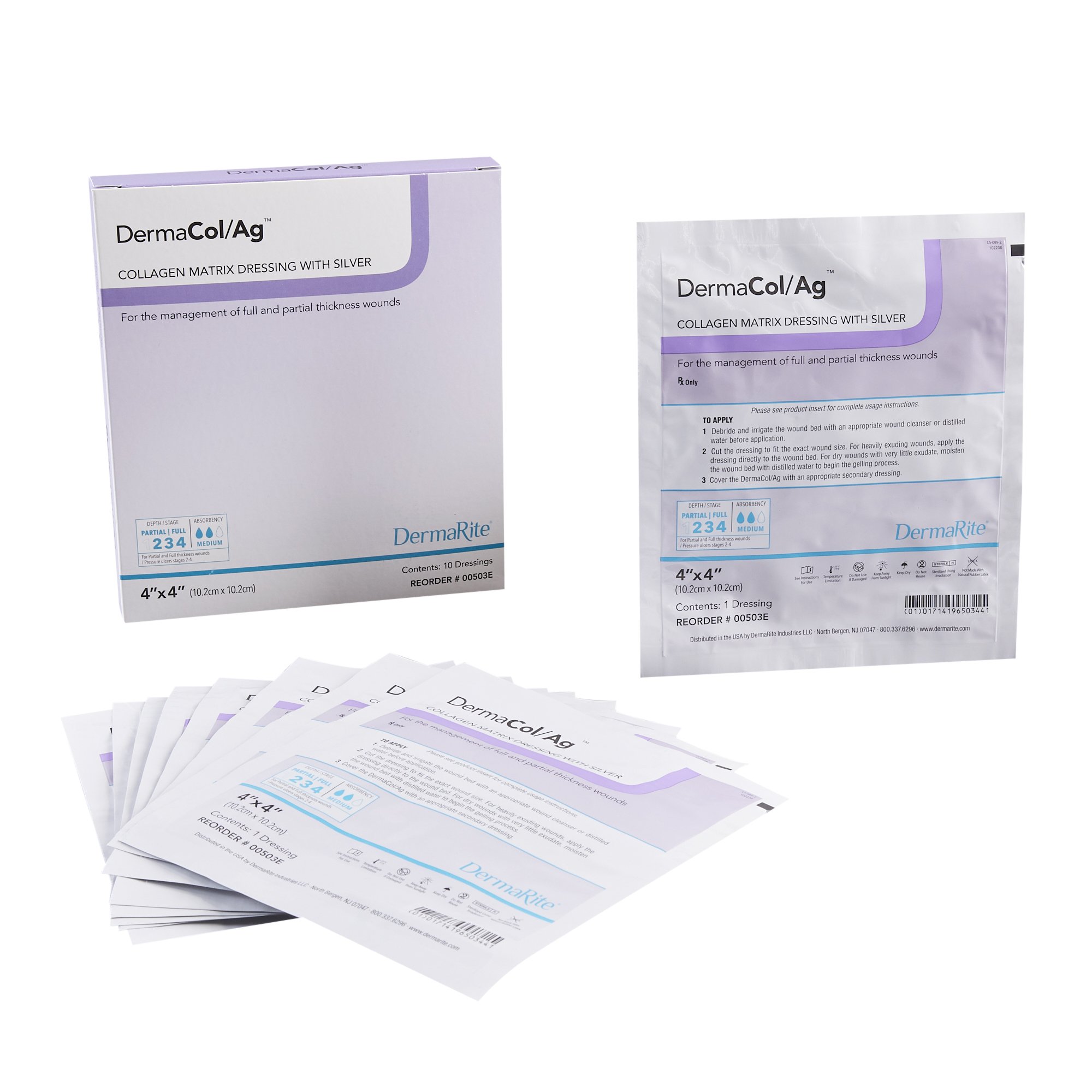 DermaCol/Ag Silver Collagen Dressing, 4 x 4 Inch MK 825653