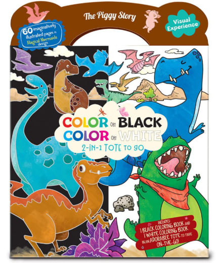 Color on Black, Color on White 2-in-1 Tote - Dinosaur World