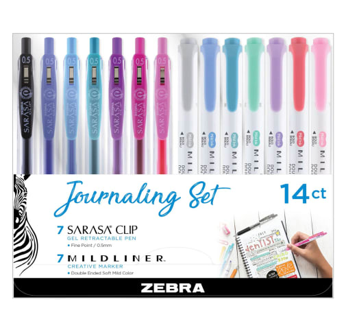 Zebra Pen Journaling Set (7 highlighters & 7 Gel Ink Pens)