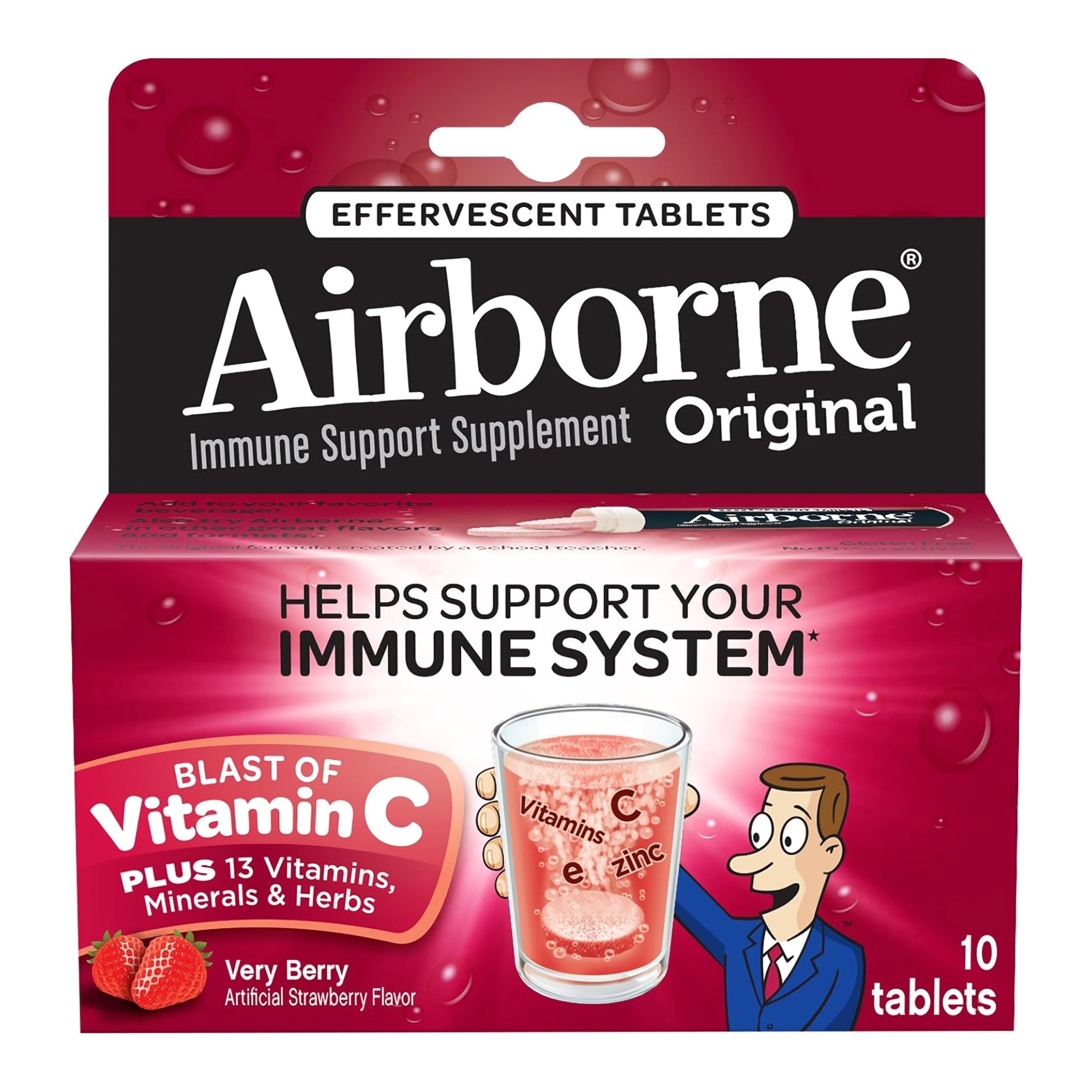 Airborne Original Immune Support Supplement Effervescent Tablets, Strawberry MK 1093103