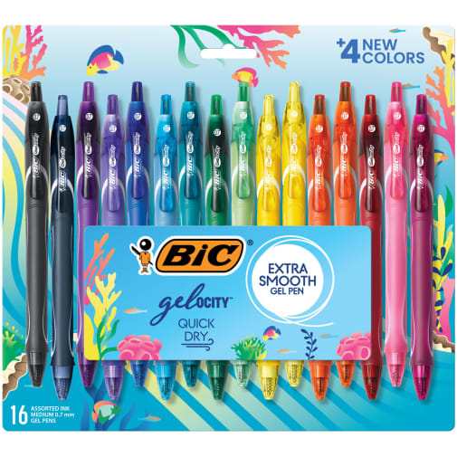 BIC Gelocity Ocean Themed Gel Pens Medium Point (0.7mm) 16 pack