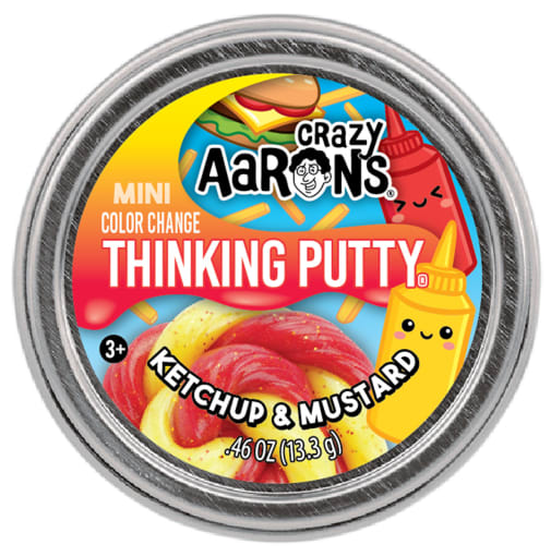 Crazy Aaron's Ketchup & Mustard Mini Color Change Thinking Putty 2" Tin