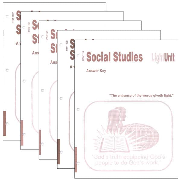 Christian Light Social Studies 1101-1110 LightUnit Answer Key Set
