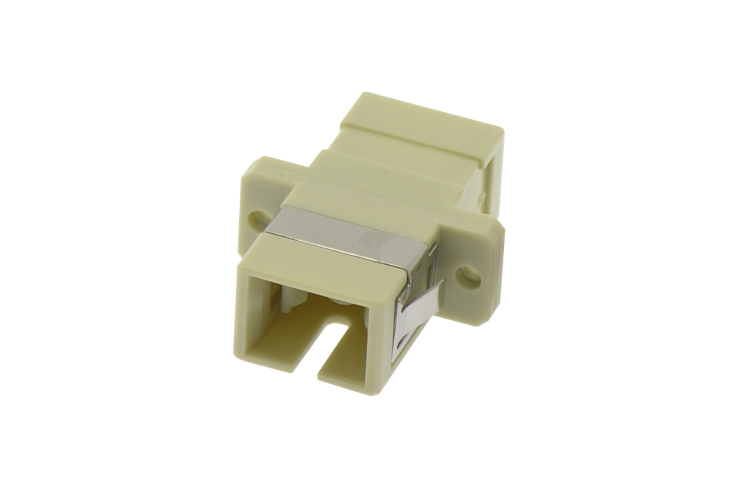 Fiber Adapter, SC/UPC Simplex Multimode, With Flange, Beige