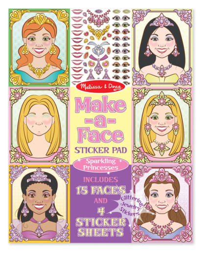 Melissa & Doug Make-a-Face Sticker Pad - Sparkling Princesses