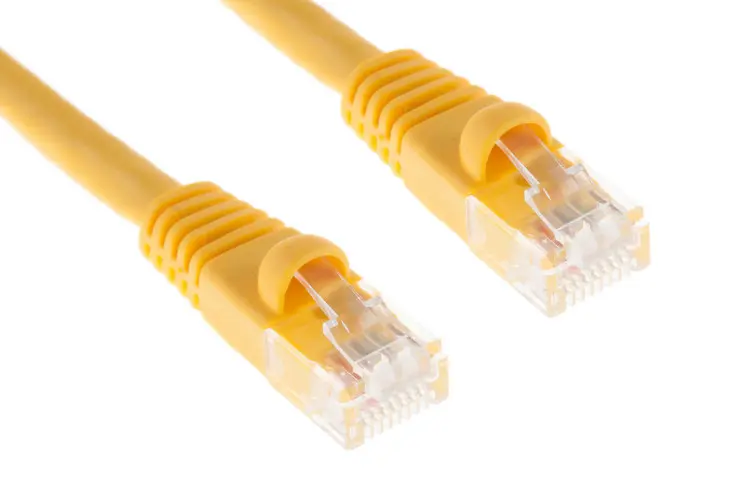 Cat6A Shielded Ethernet Patch Cable, Half-moon Boot, 1 ft, Yellow