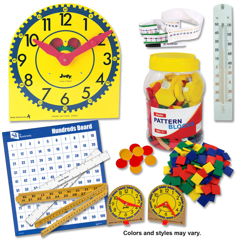 Manipulative Kit 3 (Wooden Pattern Block Upgrade, Judy Clock, Optional Items)