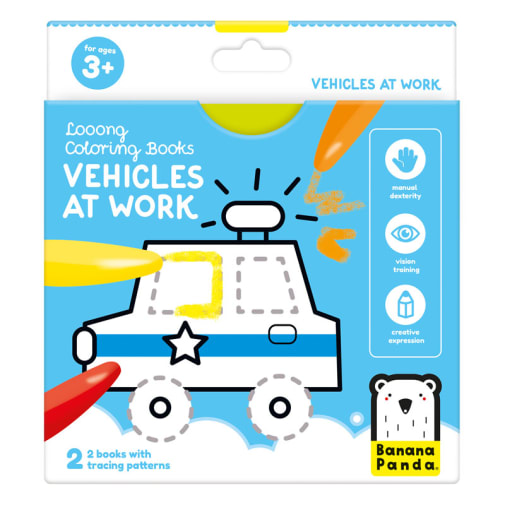 Looong Coloring Book: Vehicles at Work (Ready to Draw)
