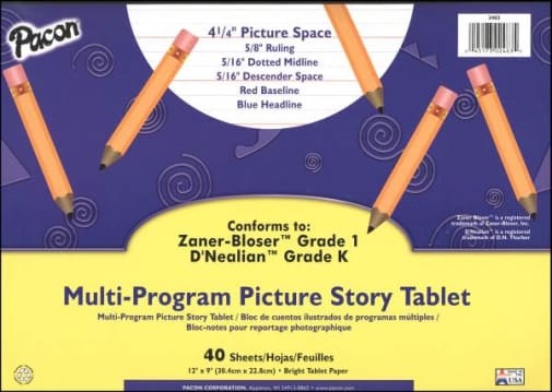 Multi-Program Picture Story Tablet - Conforms to Zaner-Bloser Grade 1, D'Nealian Grade K (40 Sheets)