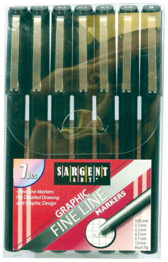 Graphic Fine Line Black Marker Set (7 count)