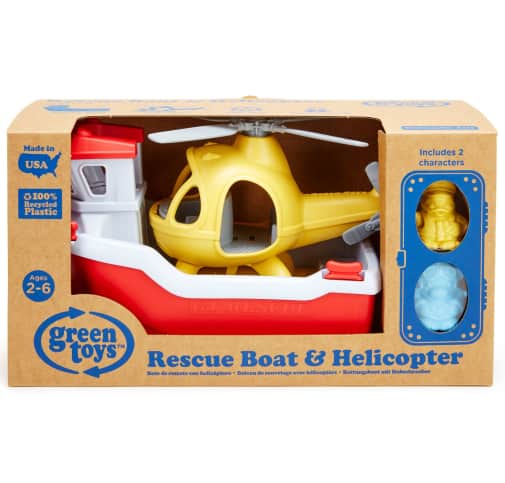 Green Toys Plastic Rescue Boat & Helicopter