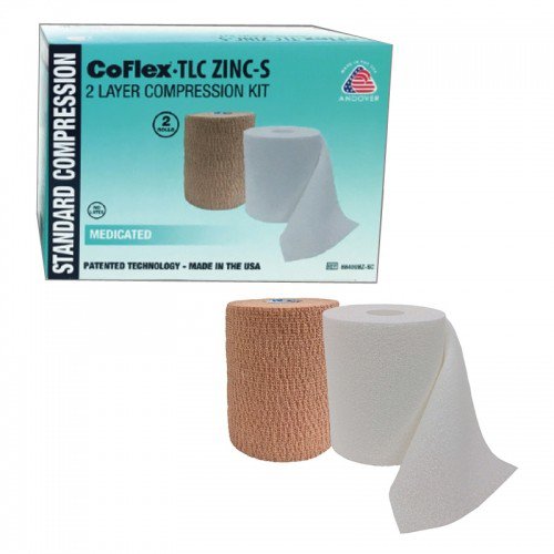 CoFlex TLC Zinc with Indicators Self-adherent / Pull On Closure Two-Layer Compression Bandage System, 4 Inch x 6 Yard / 4 Inch x 7 Yard MK 1077723