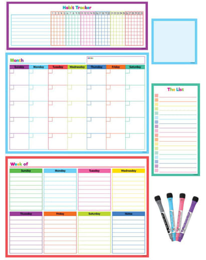 Colorful Dry-Erase Magnetic Calendar Set