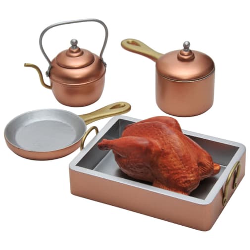 Copper-ware Pot & Pan Set, Accessories For 18" Dolls