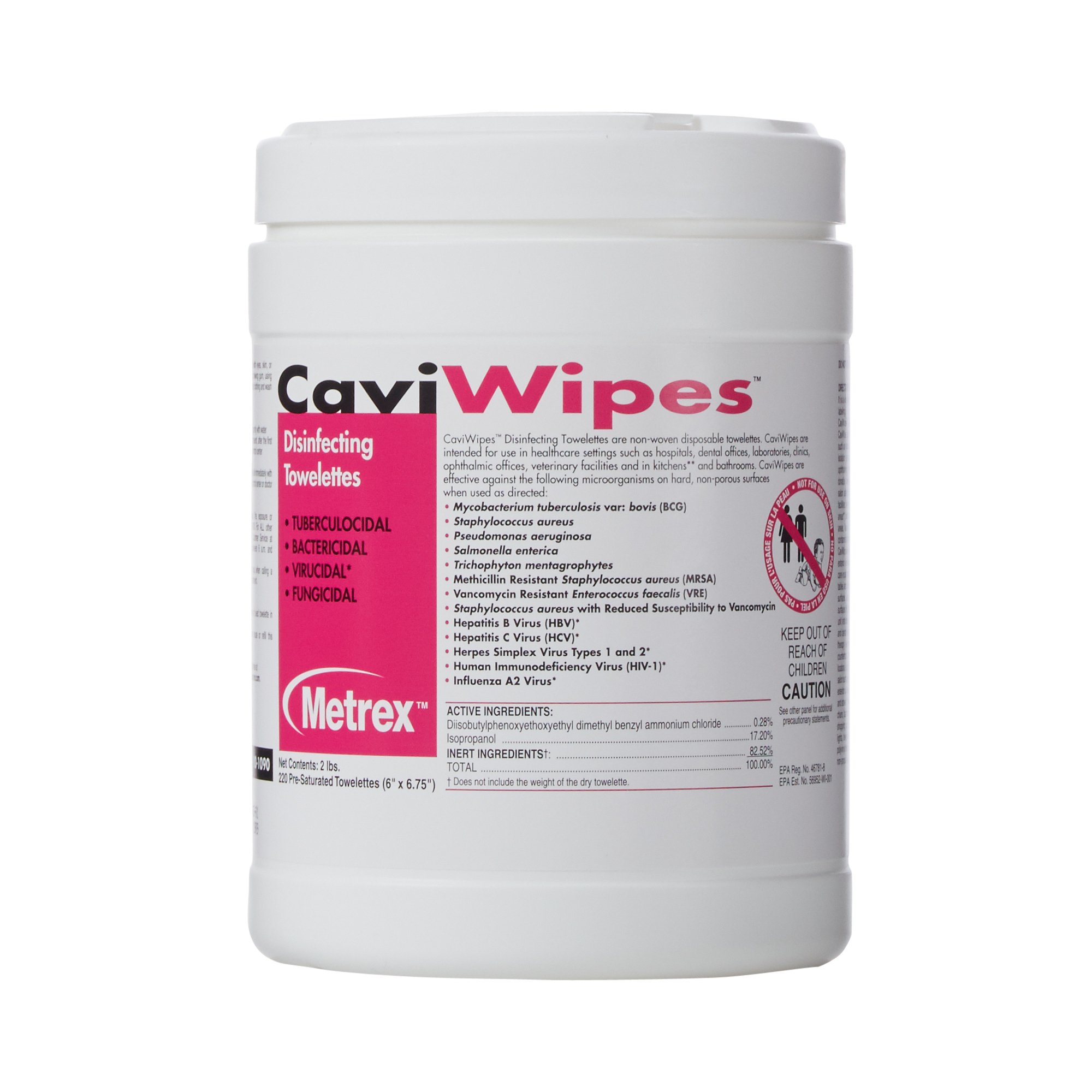 Metrex CaviWipes Surface Disinfectant Alcohol-Based Wipes, 6 x 6.75 Inch MK 884611