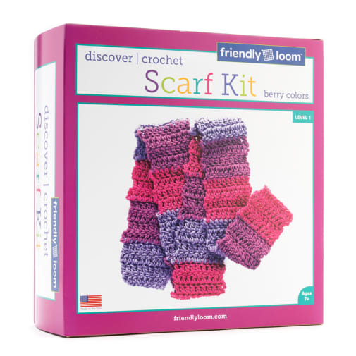 Friendly Loom Discover Crochet Scarf Kit - Berry