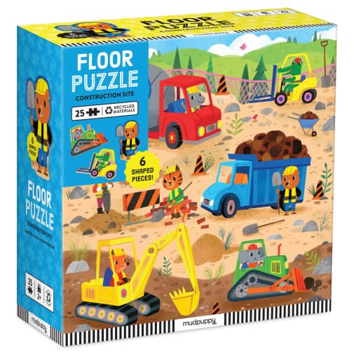 Mudpuppy Construction Site 25 Piece Floor Puzzle with Shaped Pieces