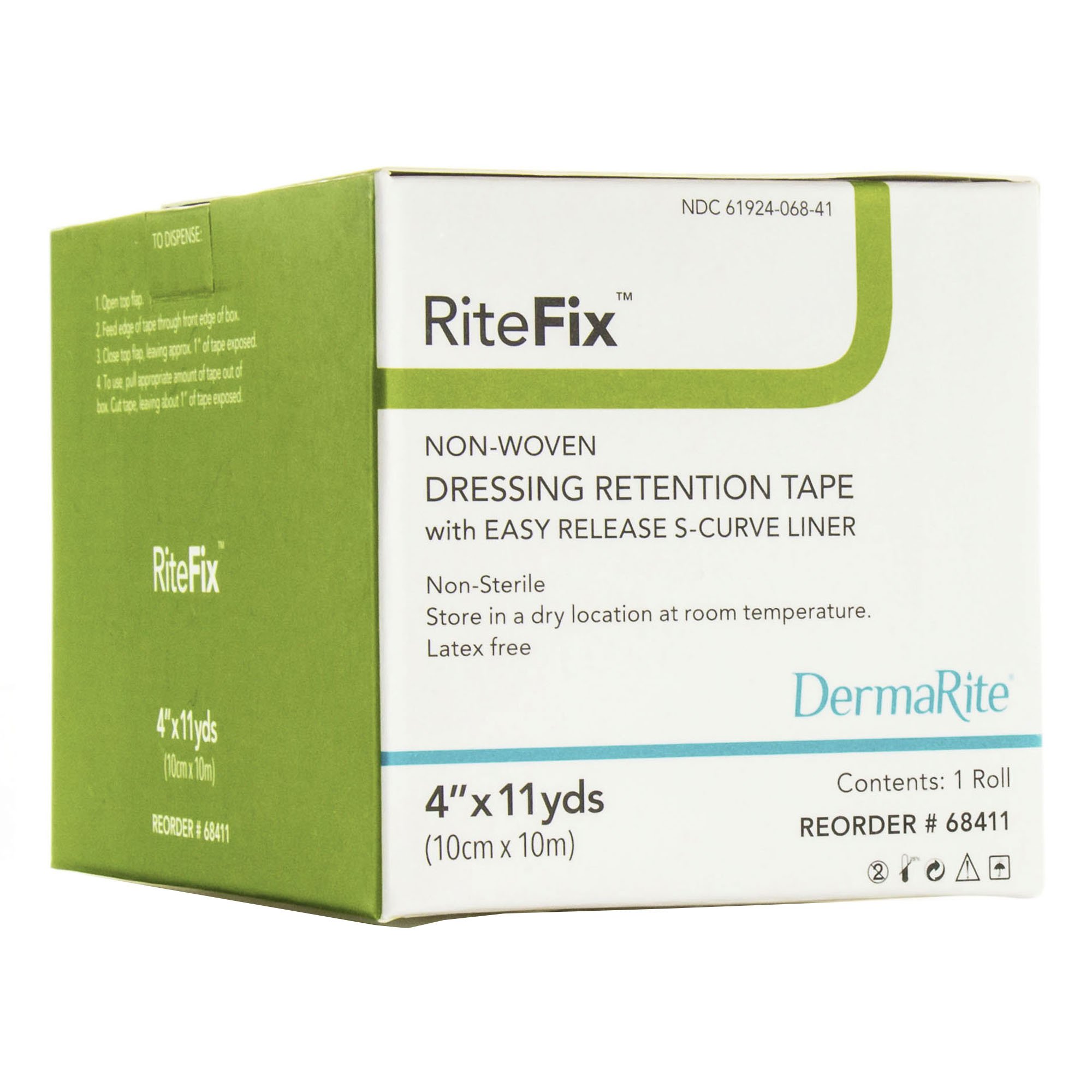 RiteFix Nonwoven Dressing Retention Tape, 4 Inch x 11 Yard, White MK 939645