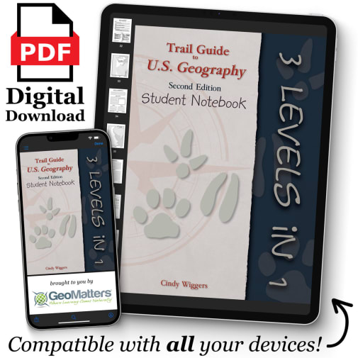 Trail Guide to U.S. Geography: Student Notebook All Levels - Digital Download