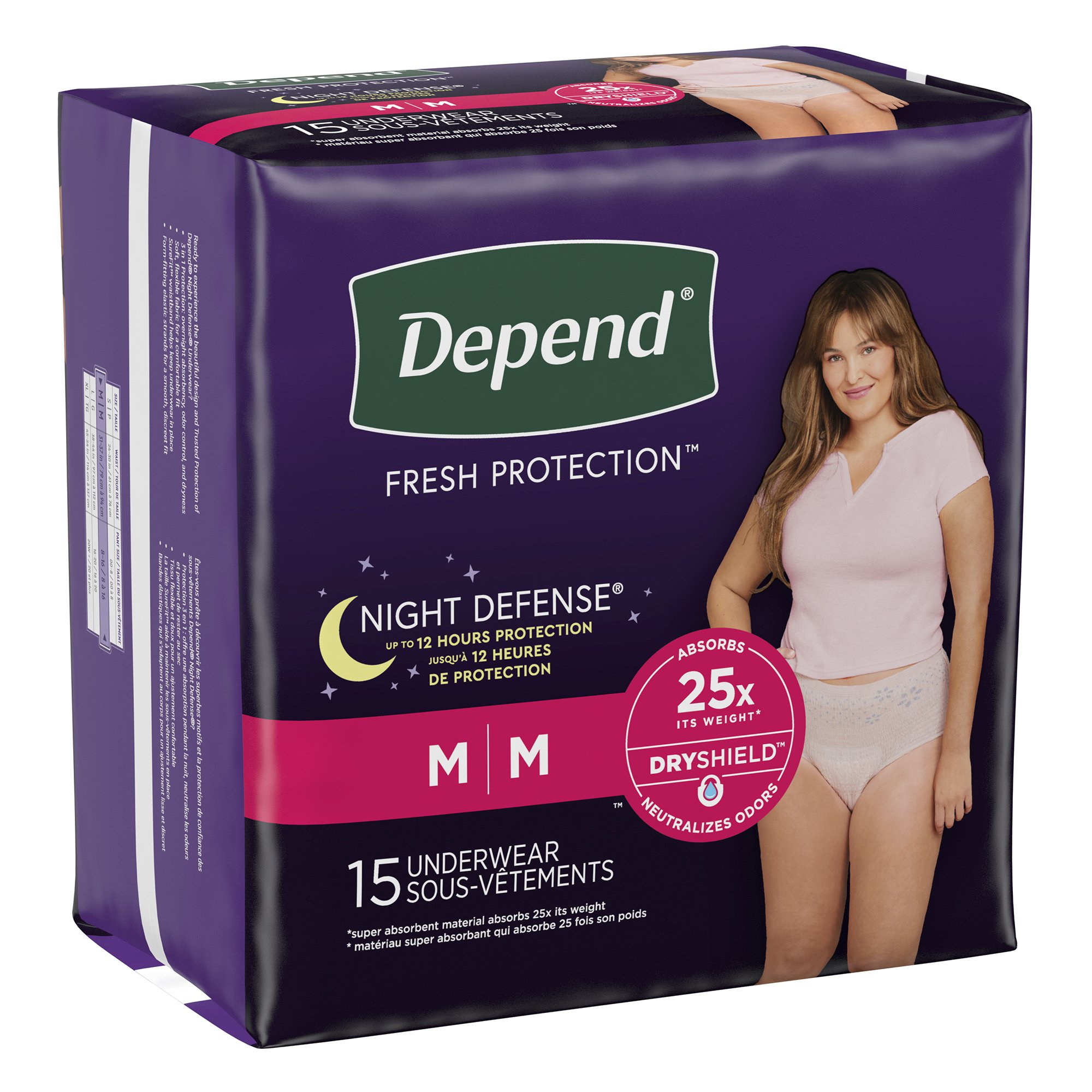 Depend Night Defense Women's Absorbent Underwear, Medium MK 1163806