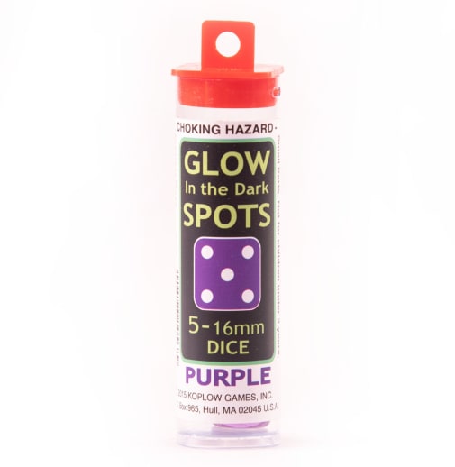 Glow-In-The-Dark Spots16mm Dice - Purple (set of 5)