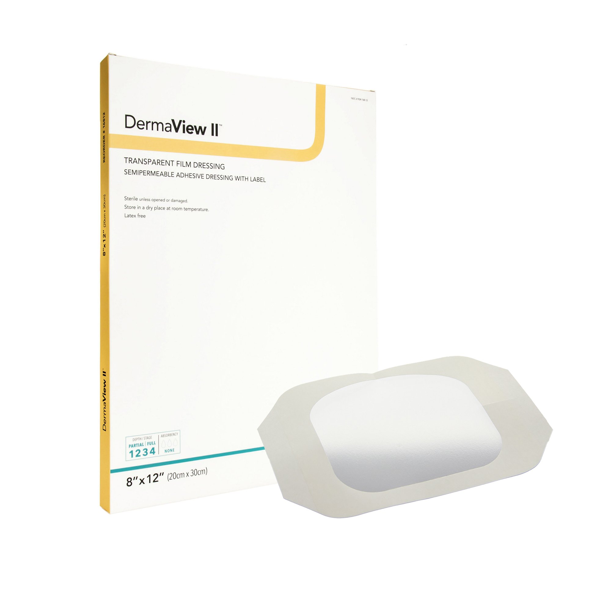 DermaView II Transparent Film Dressing with Border, 8 x 12 Inch MK 946644