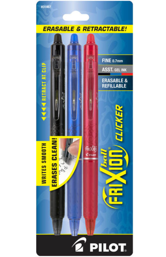 Pilot, FriXion Clicker Erasable Gel Pens, Bold Point 1 mm, Tub of