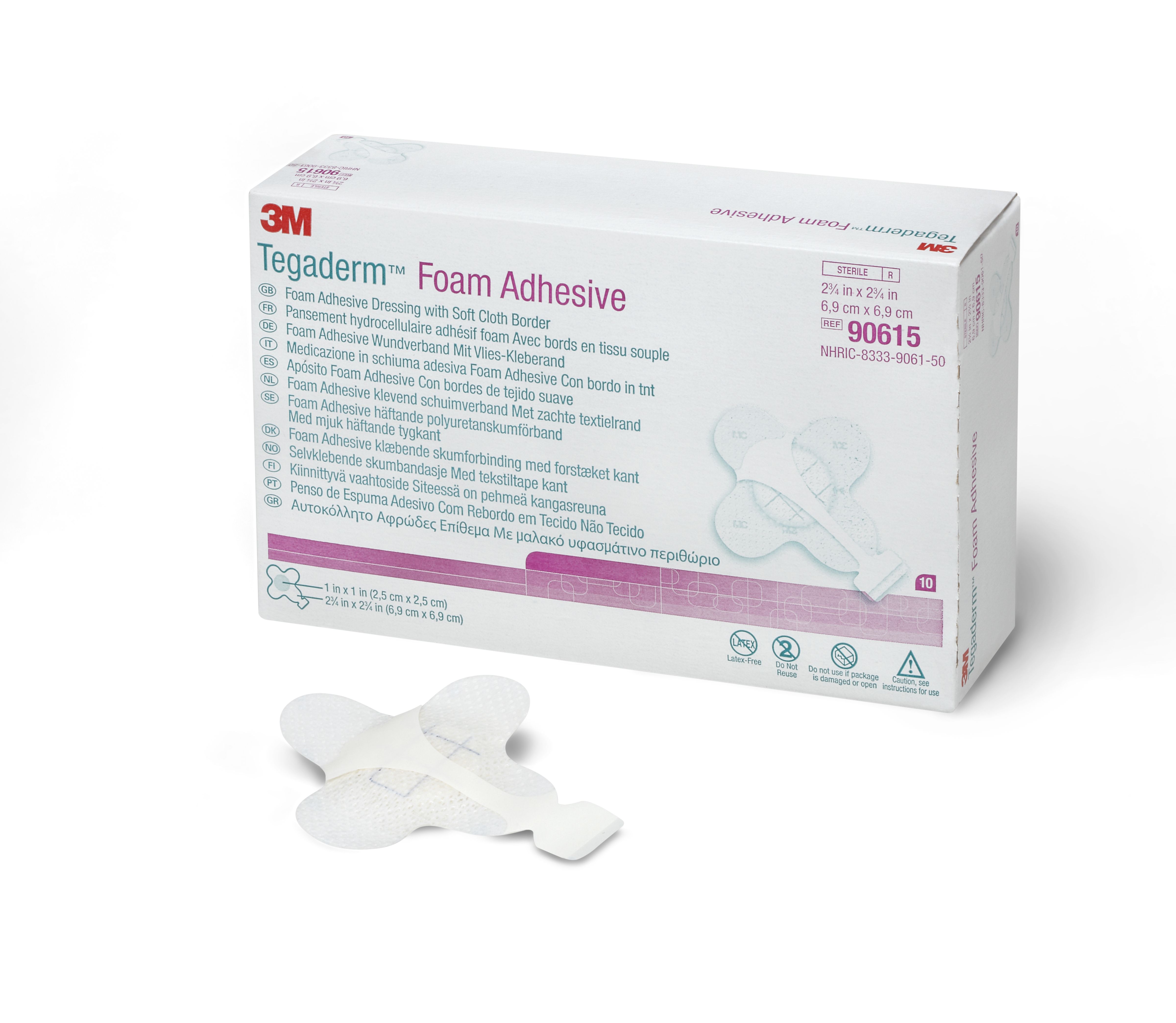 3M Tegaderm High Performance Adhesive with Border Foam Dressing, 2 x 2 Inch MK 695851