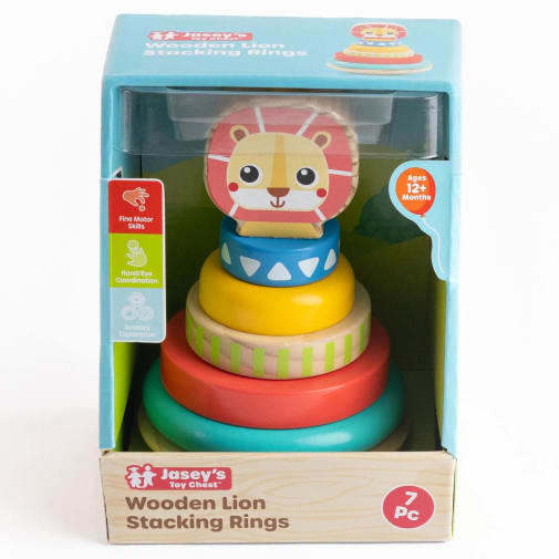Wooden Lion Stacking Rings