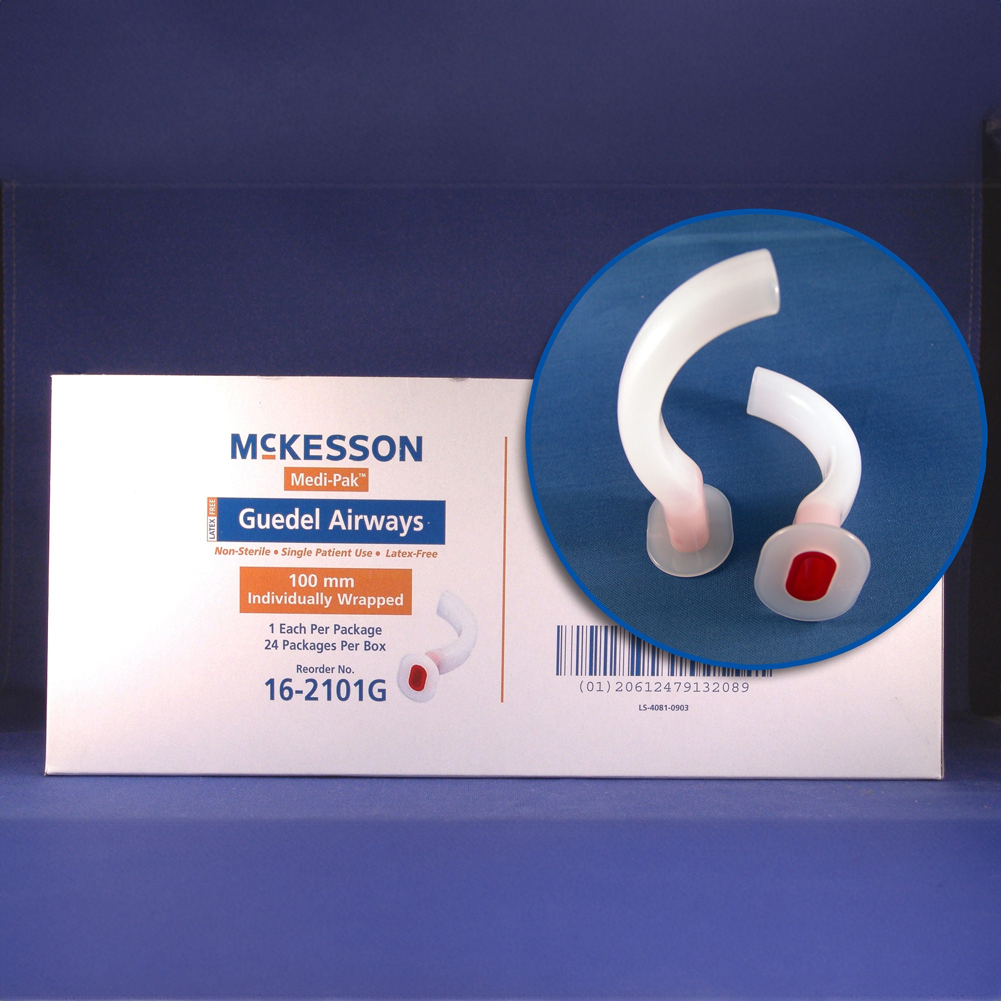 McKesson Guedel Oropharyngeal Airway, Size 2, 70 mm Length, ISO 7 MK 485075