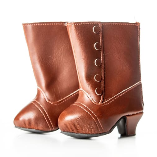 1890's Style Brown Boots Plus Shoe Box (for 18" doll)