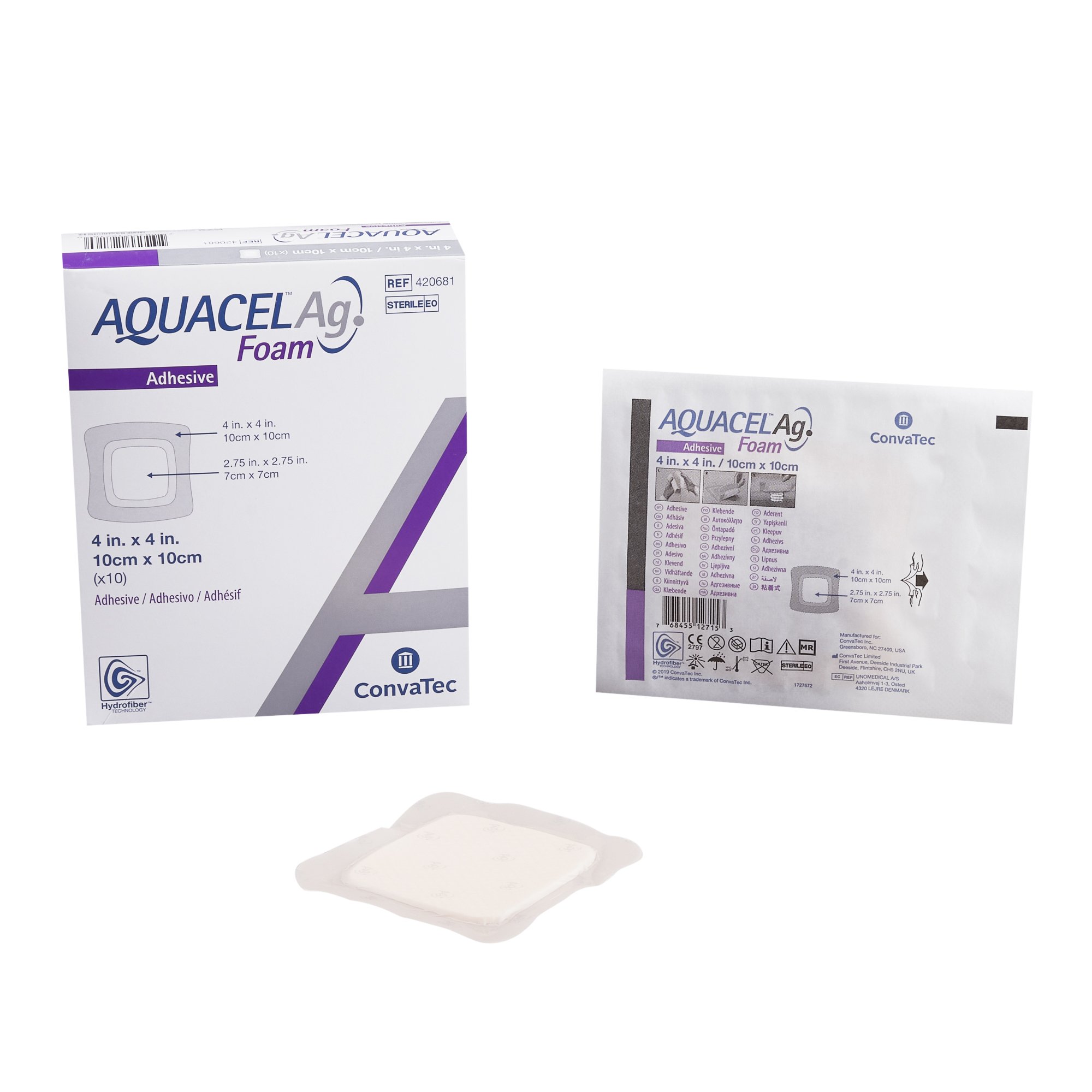 Aquacel Ag Adhesive Silver Foam Dressing, 4 x 4 Inch MK 849058