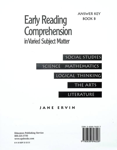 Early Reading Comprehension Book B Teacher Key