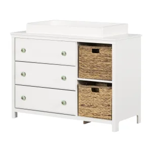 Changing table with removable rim, drawers, and open storage