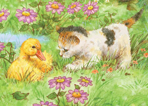 Mini Colour Pencil By Numbers - Kitten & Duckling
