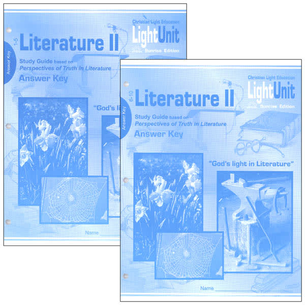 Christian Light Literature II LightUnit Answer Key 1-10 Set Sunrise Edition