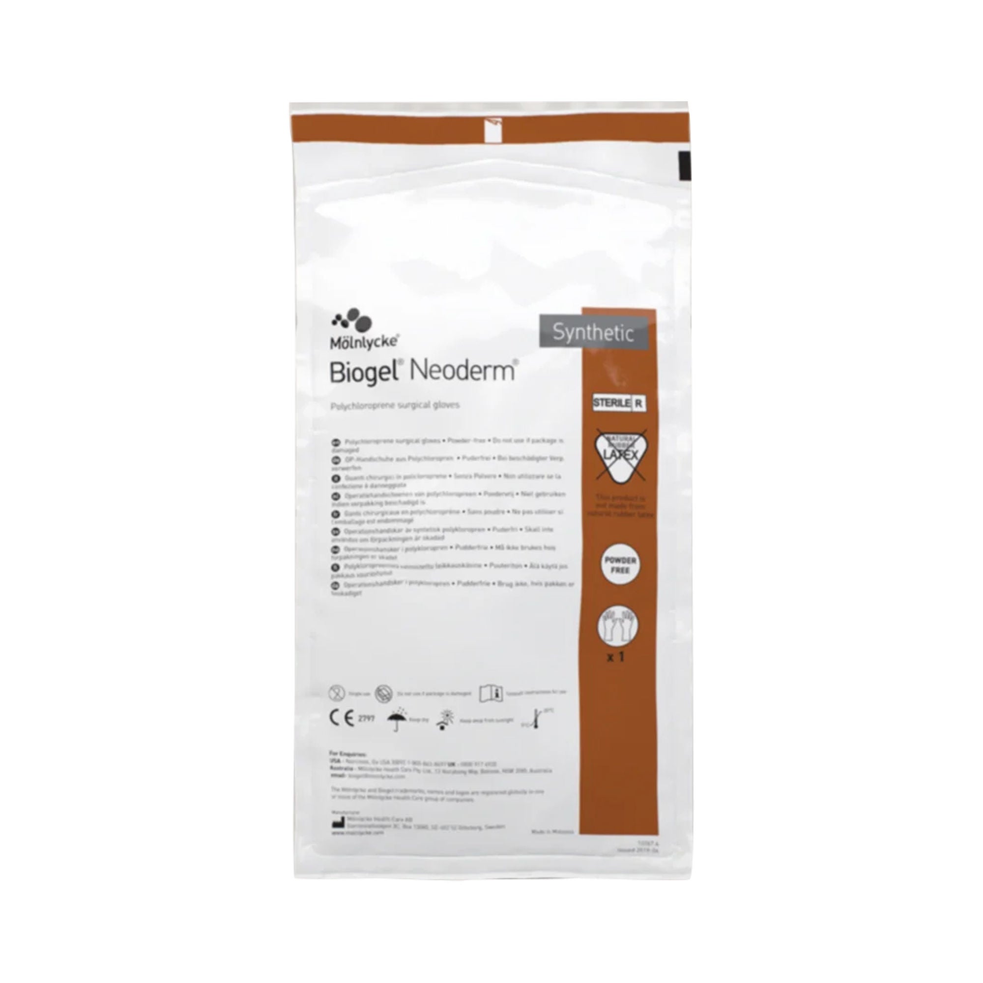 Biogel NeoDerm Polychloroprene Surgical Glove, Size 8, Light Brown MK 738663