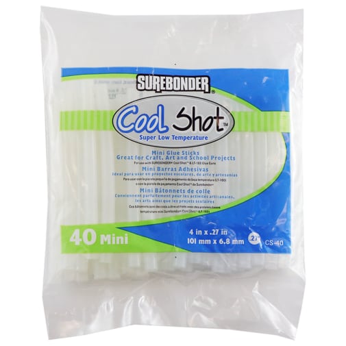 Surebonder Cool Shot Super Low Temperature Mini Glue Sticks 40 - 4" Length