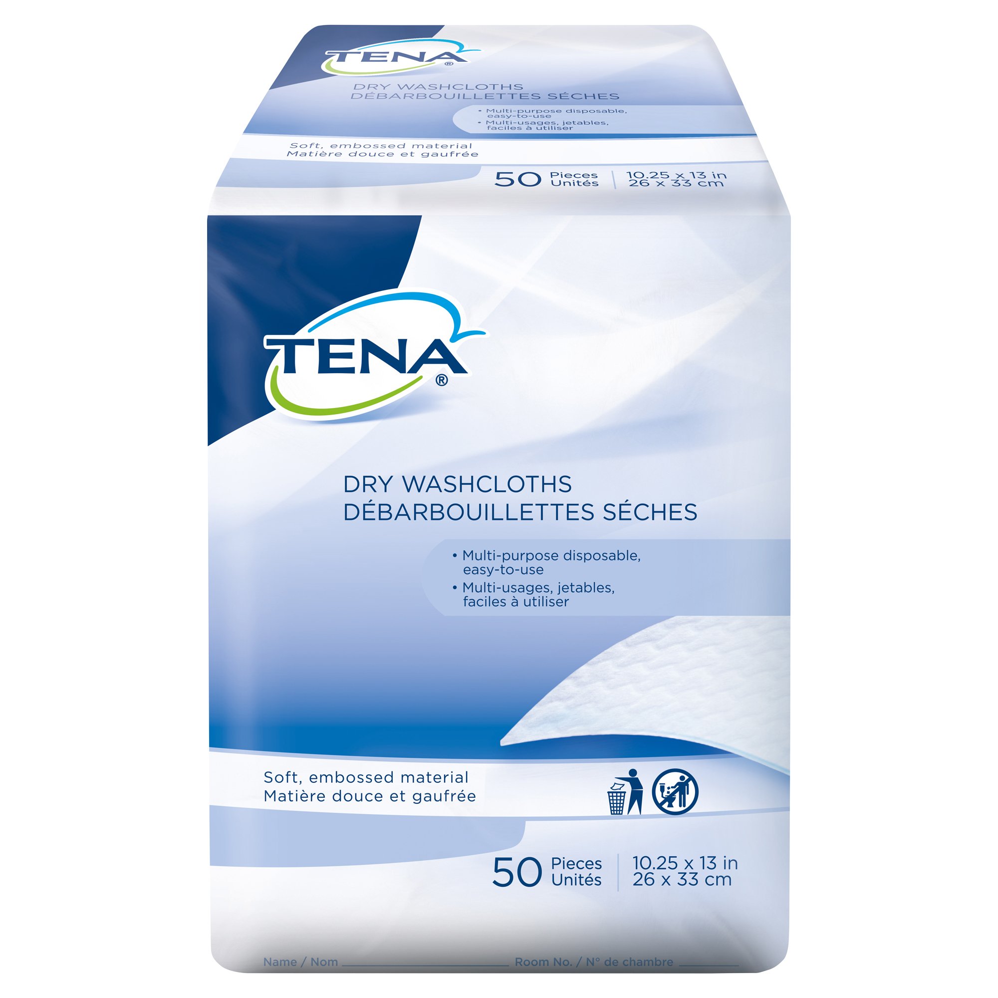 Tena Dry Disposable Washcloths, 10.25 x 13 Inch MK 450345