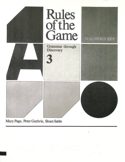 Rules of the Game Book 3 Teacher's Key