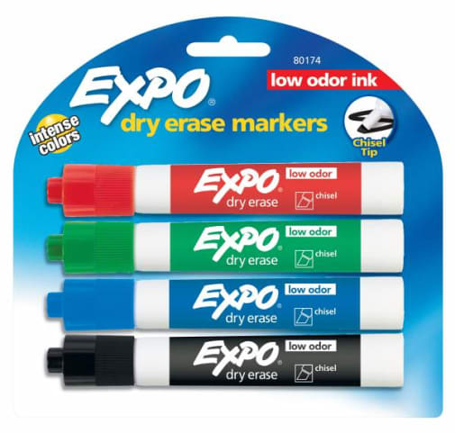 Chisel Point Expo Low Odor Markers card of 4