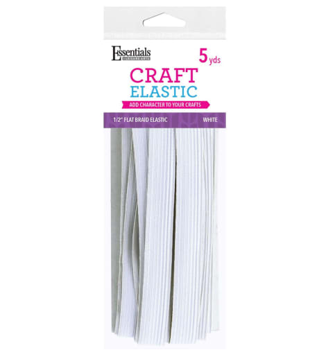 Craft Elastic Flat Braid 0.5" - White (5 yards)