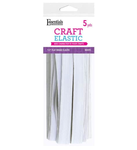Craft Elastic Flat Braid 0.5" - White (5 yards)