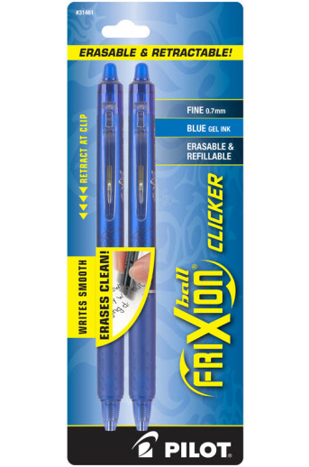 Pilot FriXion Clicker Erasable Gel Pens Fine Point 0.7 mm Blue