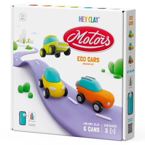 Hey Clay Eco Cars Air-Dry Clay Modeling Set | Fat Brain Toys
