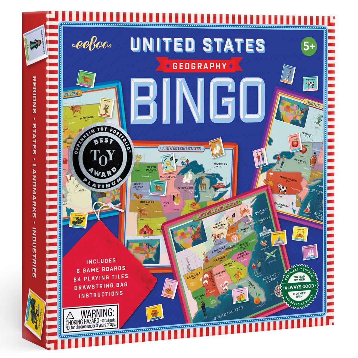 eeBoo United States Geography Bingo Game