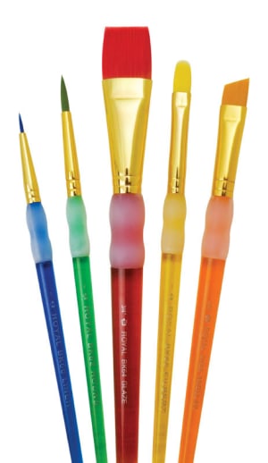 Royal & Langnickel Kid's Choice Rubber Grip Flat Paint Brushes Set of 5