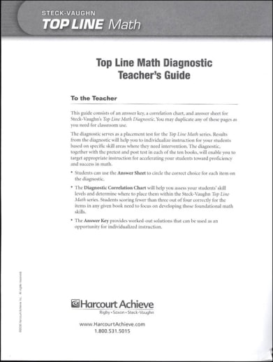 Top Line Math: Diagnostic Teacher Guide