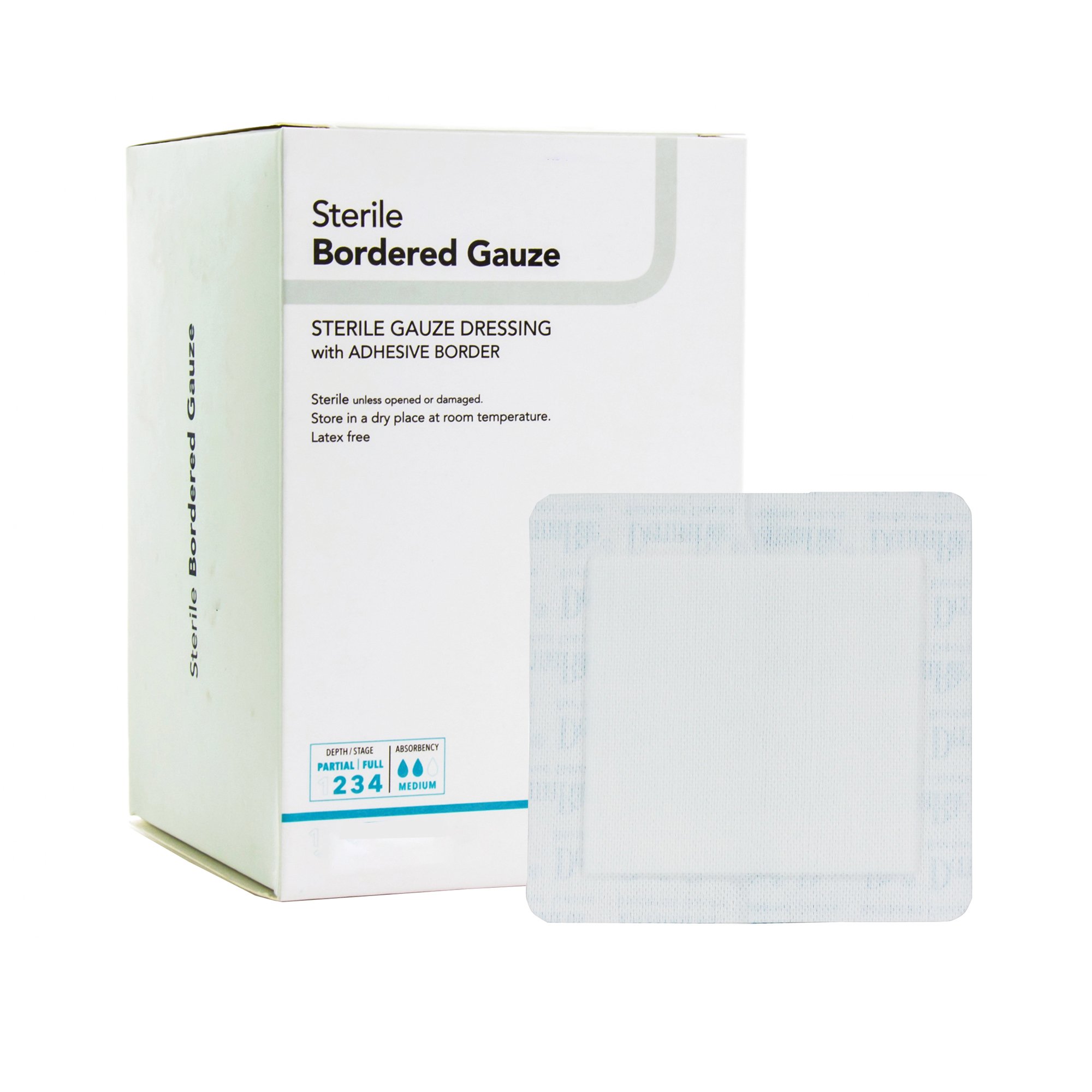 DermaRite Bordered Gauze White Adhesive Dressing, 2 x 2 Inch MK 972459