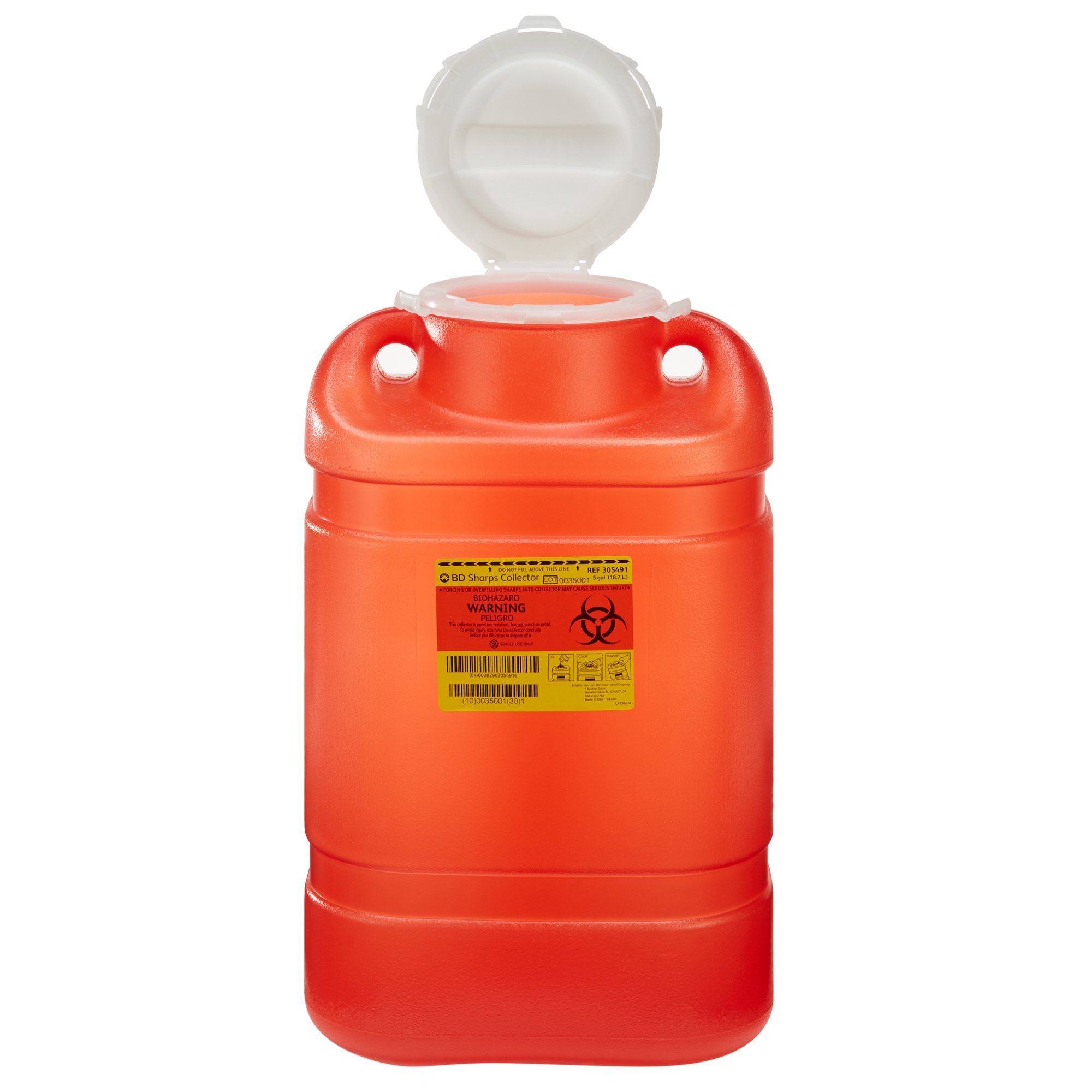 BD 1-Piece Sharps Container, 5 Gallon, 14 x 7.5 x 10.5 Inch MK 140851